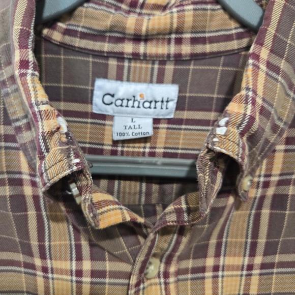 Carhartt S151 DK8 Midweight Flannel Long Sleeve Button Down Shirt Large Tall - Picture 2 of 10